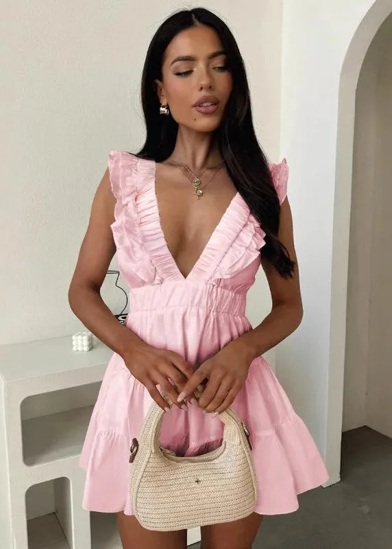 Robe courte rose pale