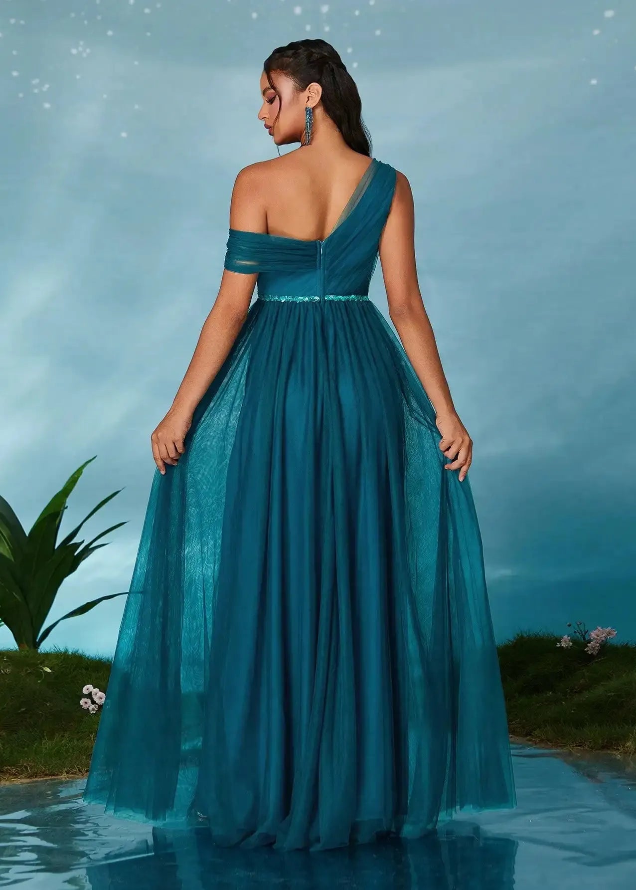Robe de bal bleue tulle