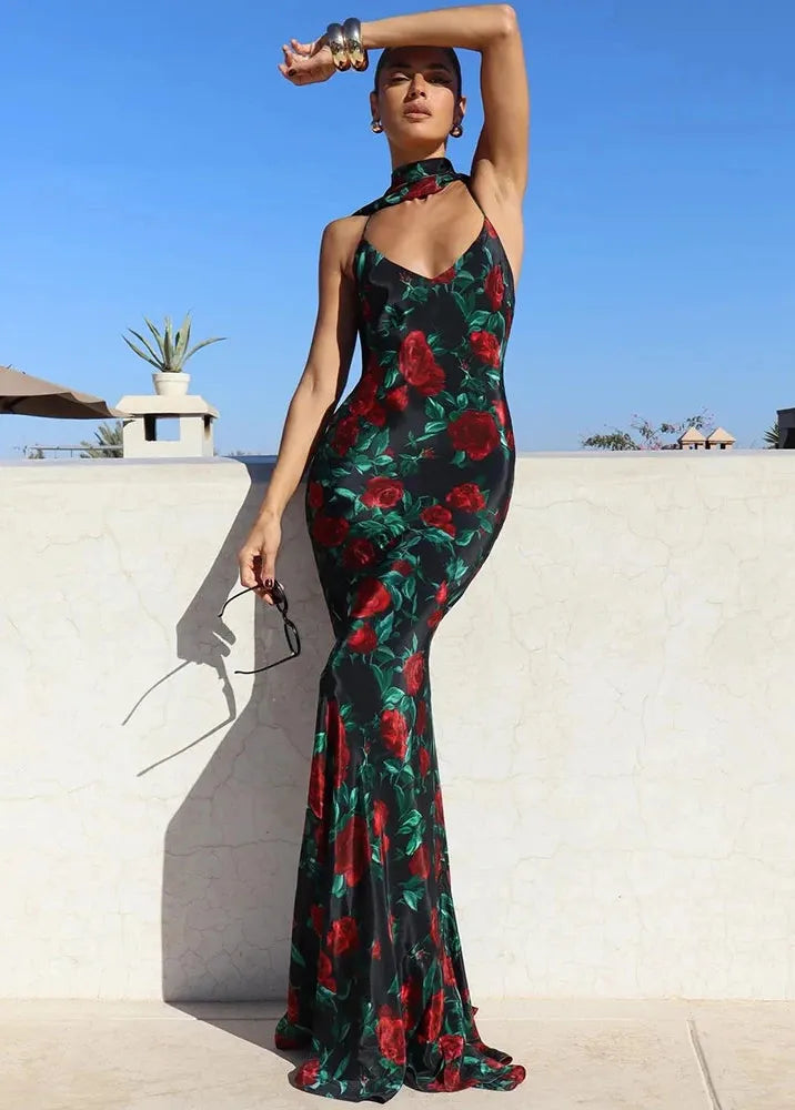 Robe longue fluide fleurie