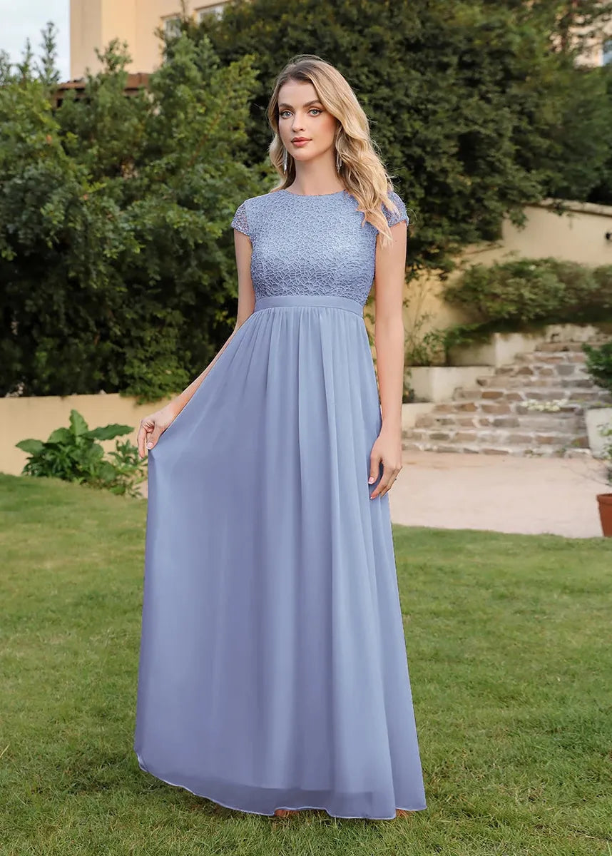 Robe demoiselle d'honneur empire mousseline bleu