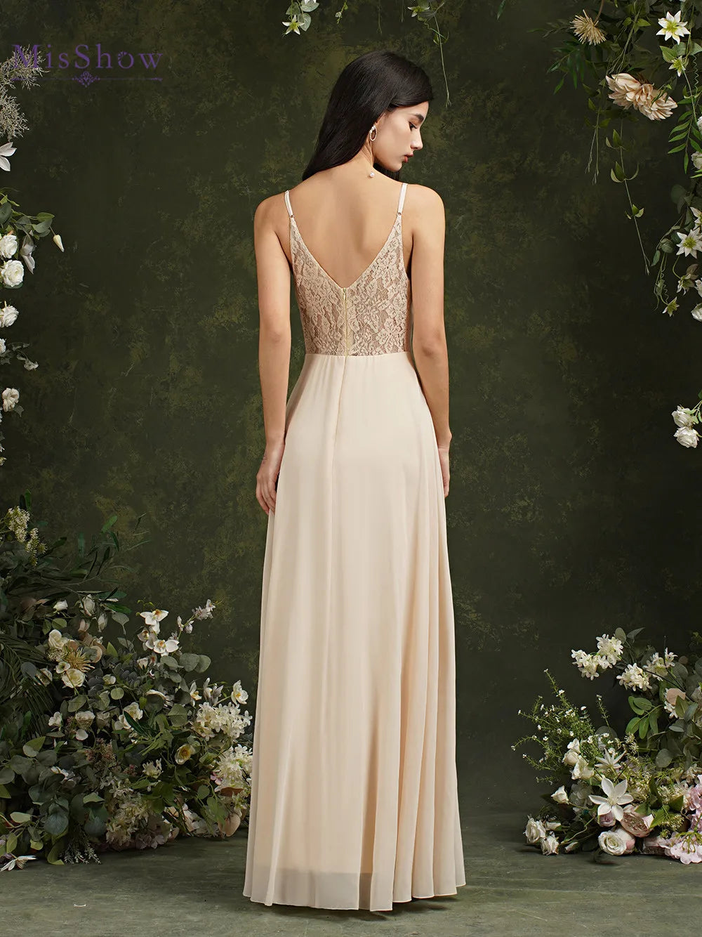 Robe longue beige pour mariage