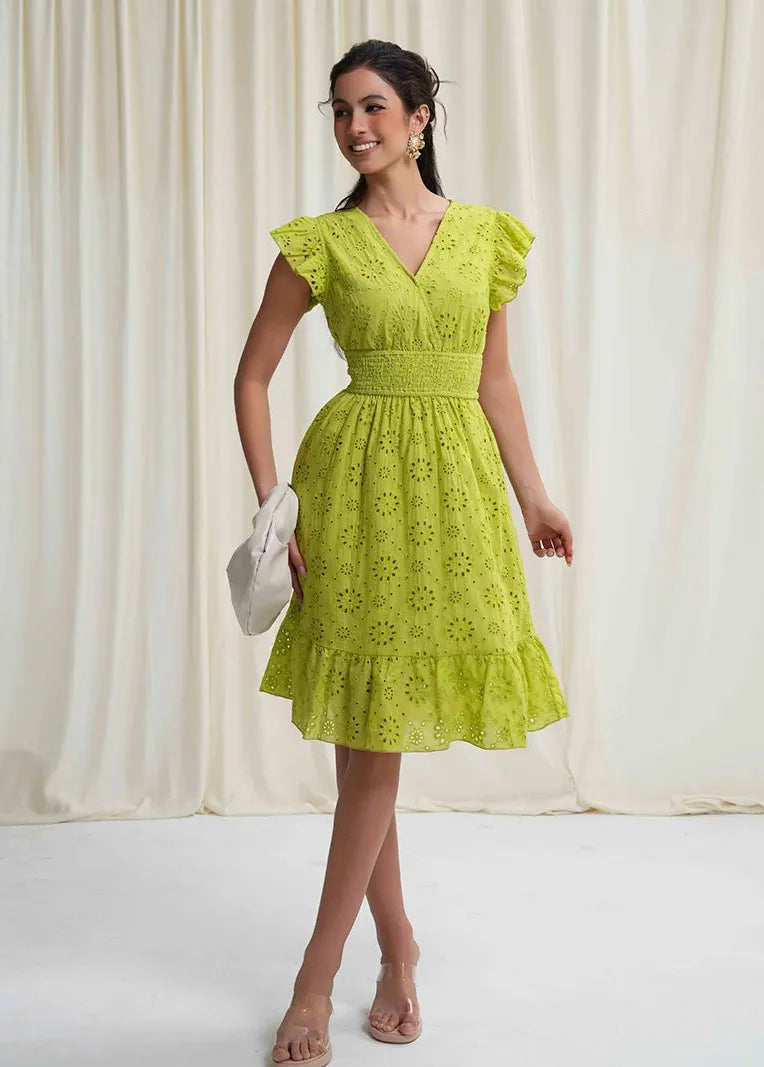 Robe midi broderie anglaise