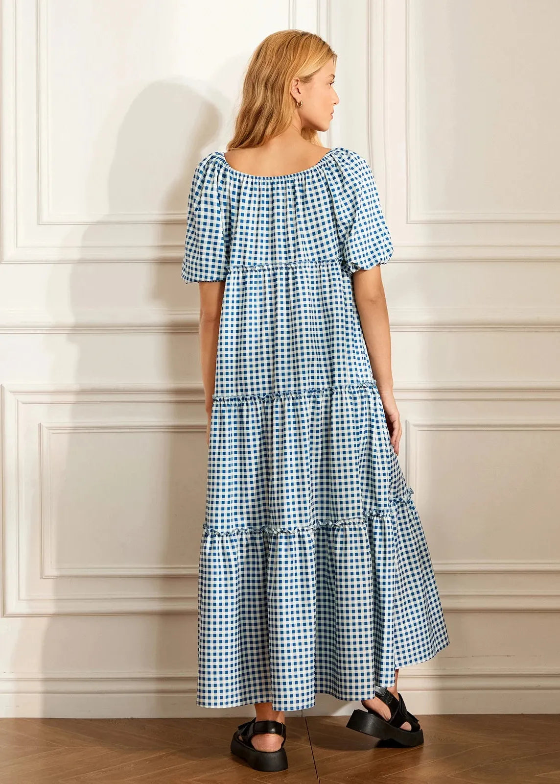 Robe longue vichy