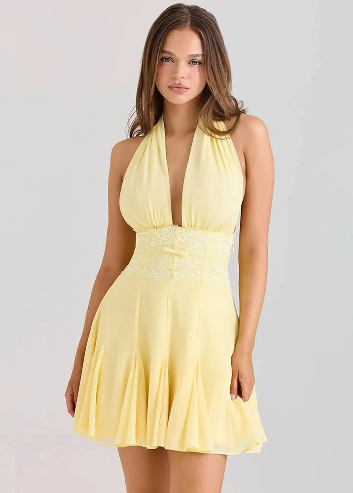 Robe courte jaune