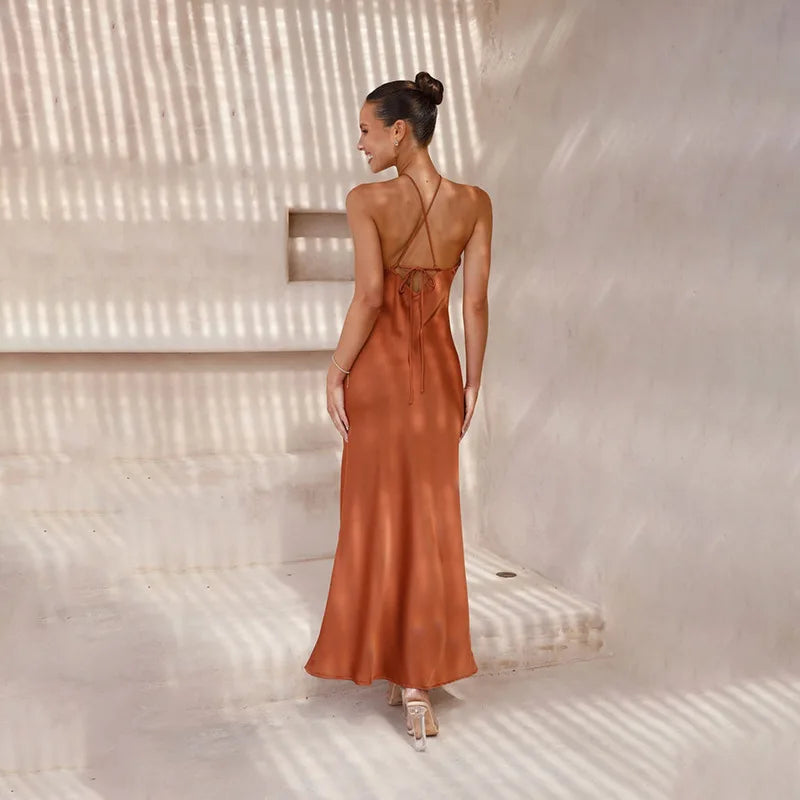 Robe longue satin demoiselle d honneur