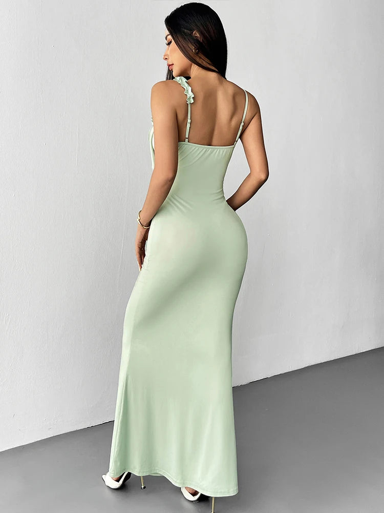 Robe vert sauge longue