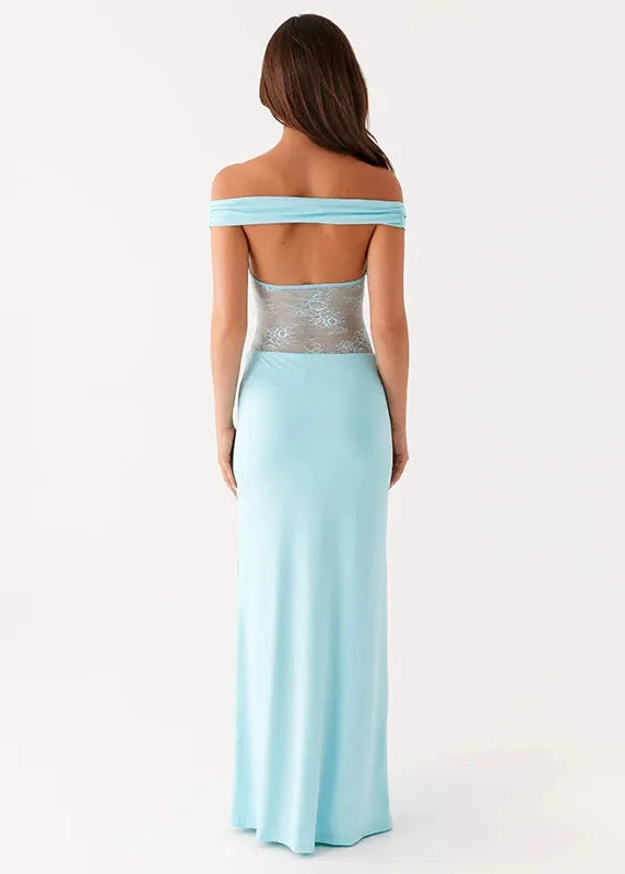 Robe dentelle bleu ciel