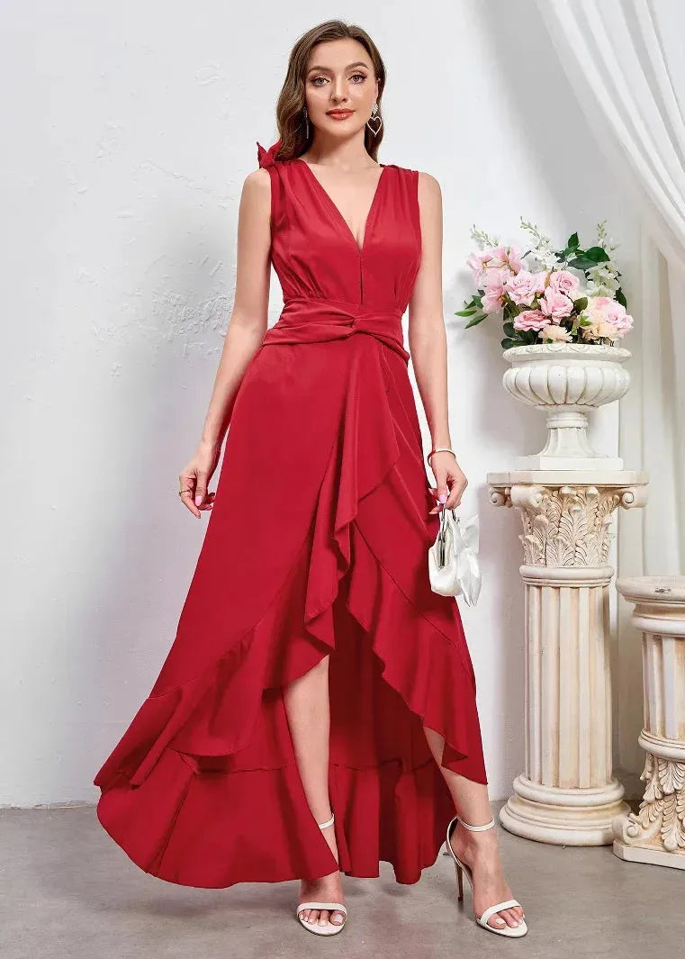 Robe longue portefeuille rouge