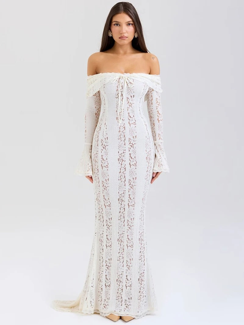 Robe blanche longue dentelle