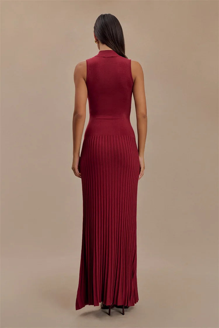 Robe longue sans manche bordeaux