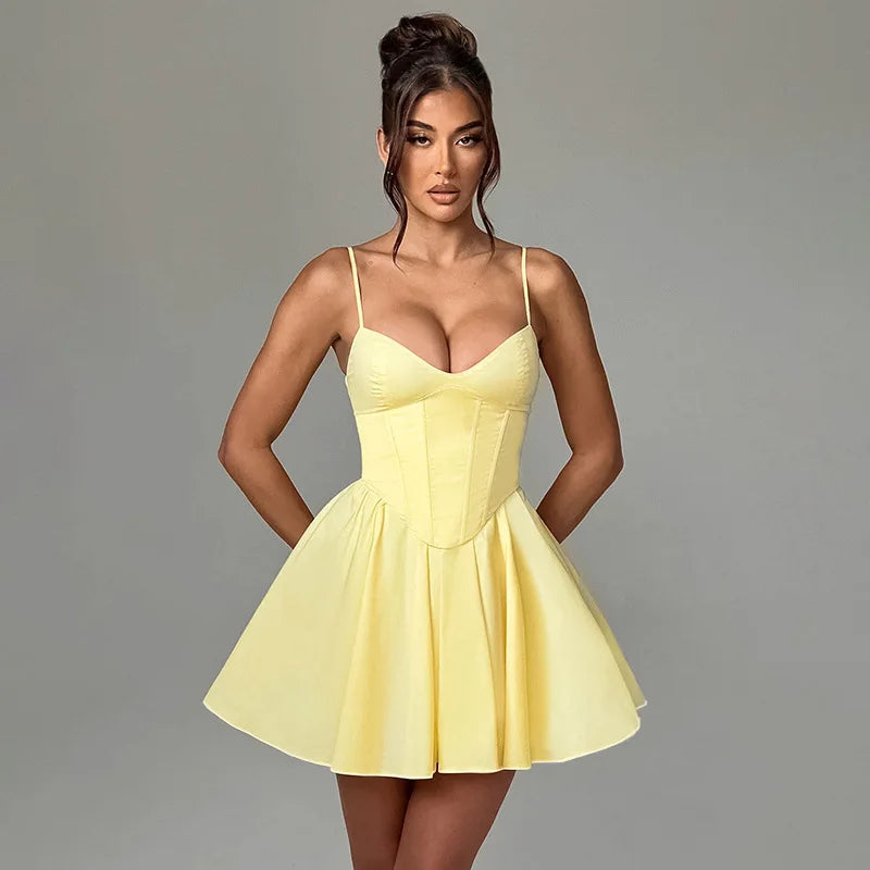 Robe corset jaune