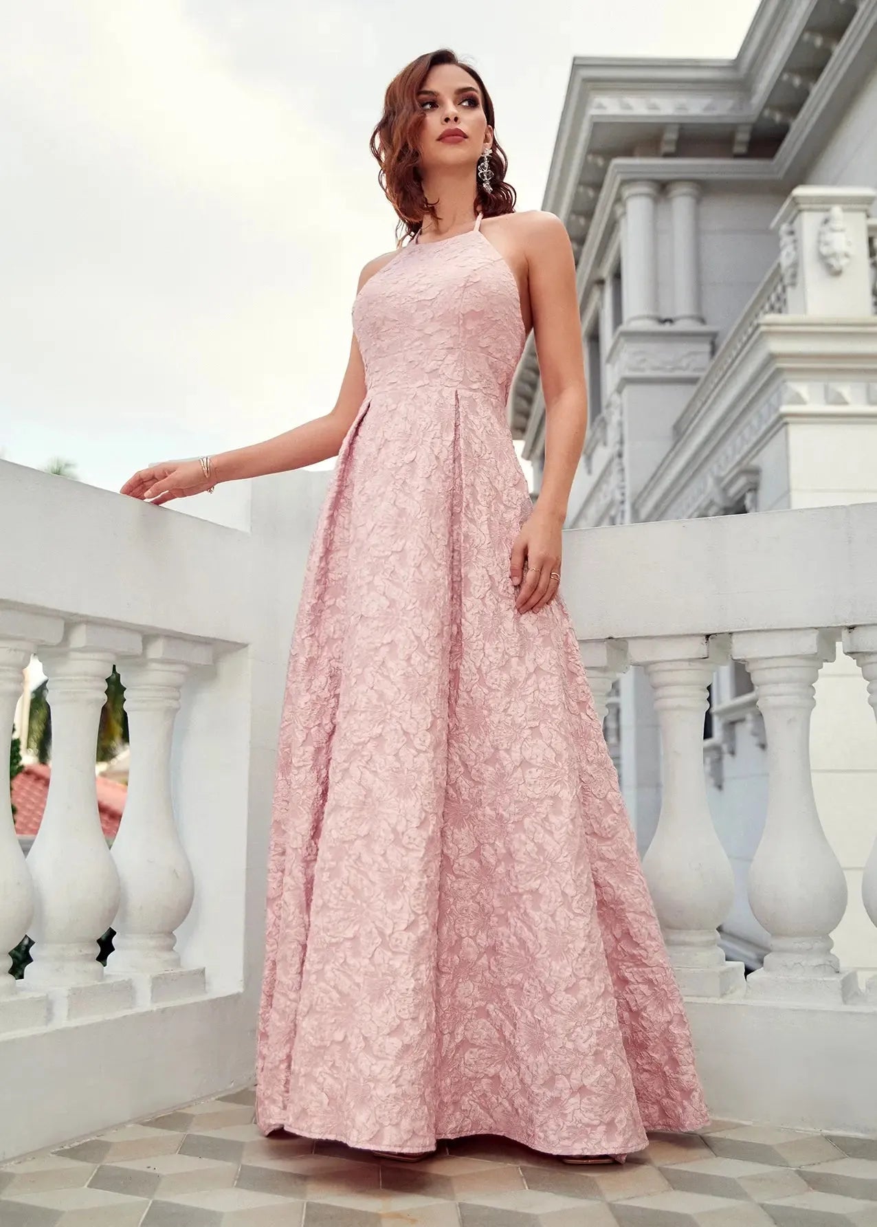Robe de bal rose poudré