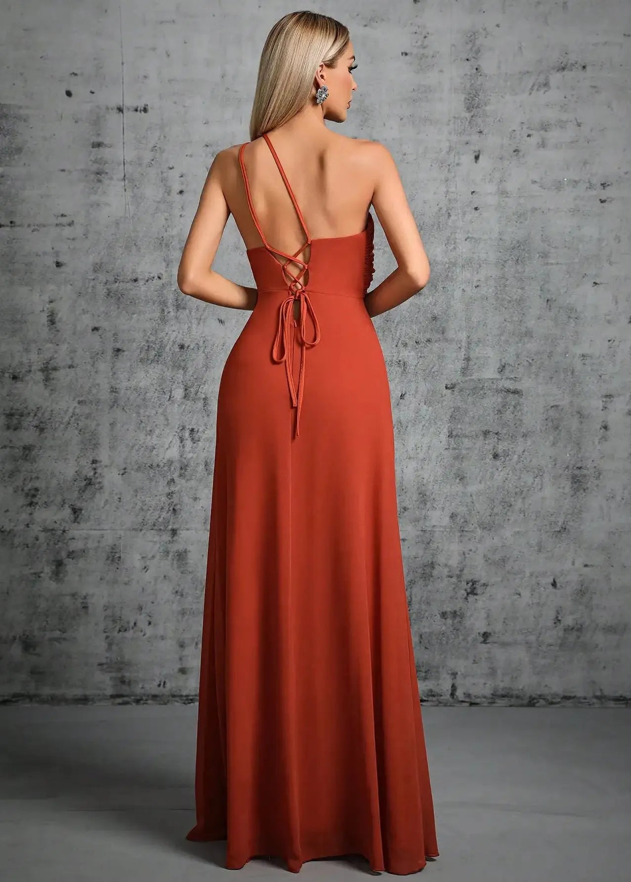 Robe demoiselle d honneur terracotta fendue