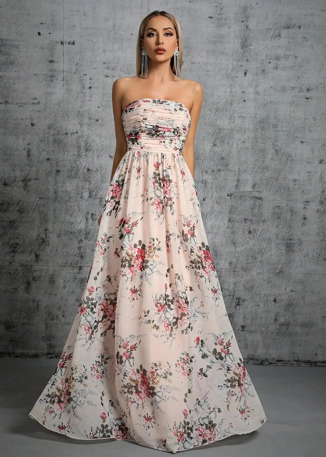 Robe bustier fleurie longue