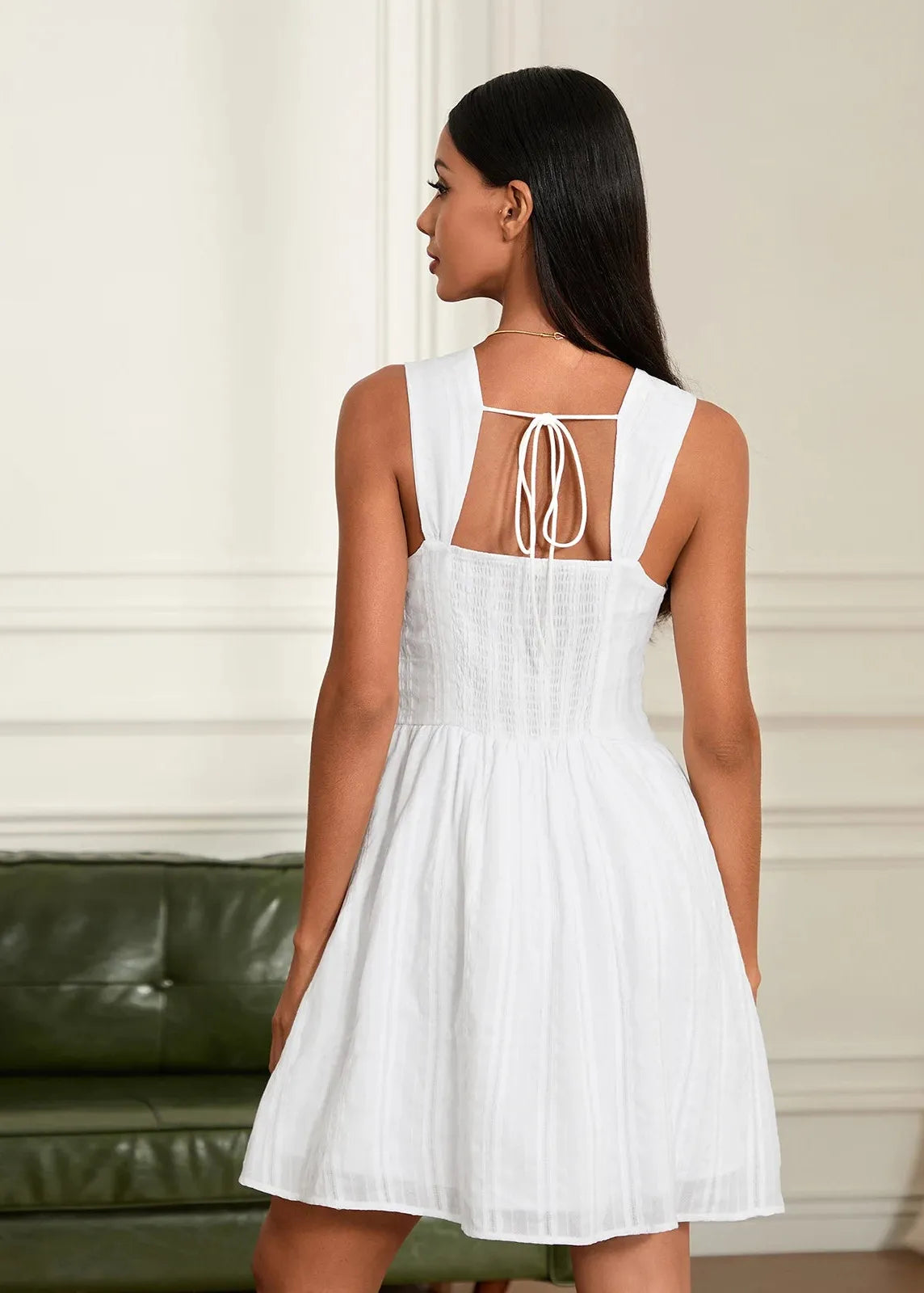 Robe blanche boheme courte