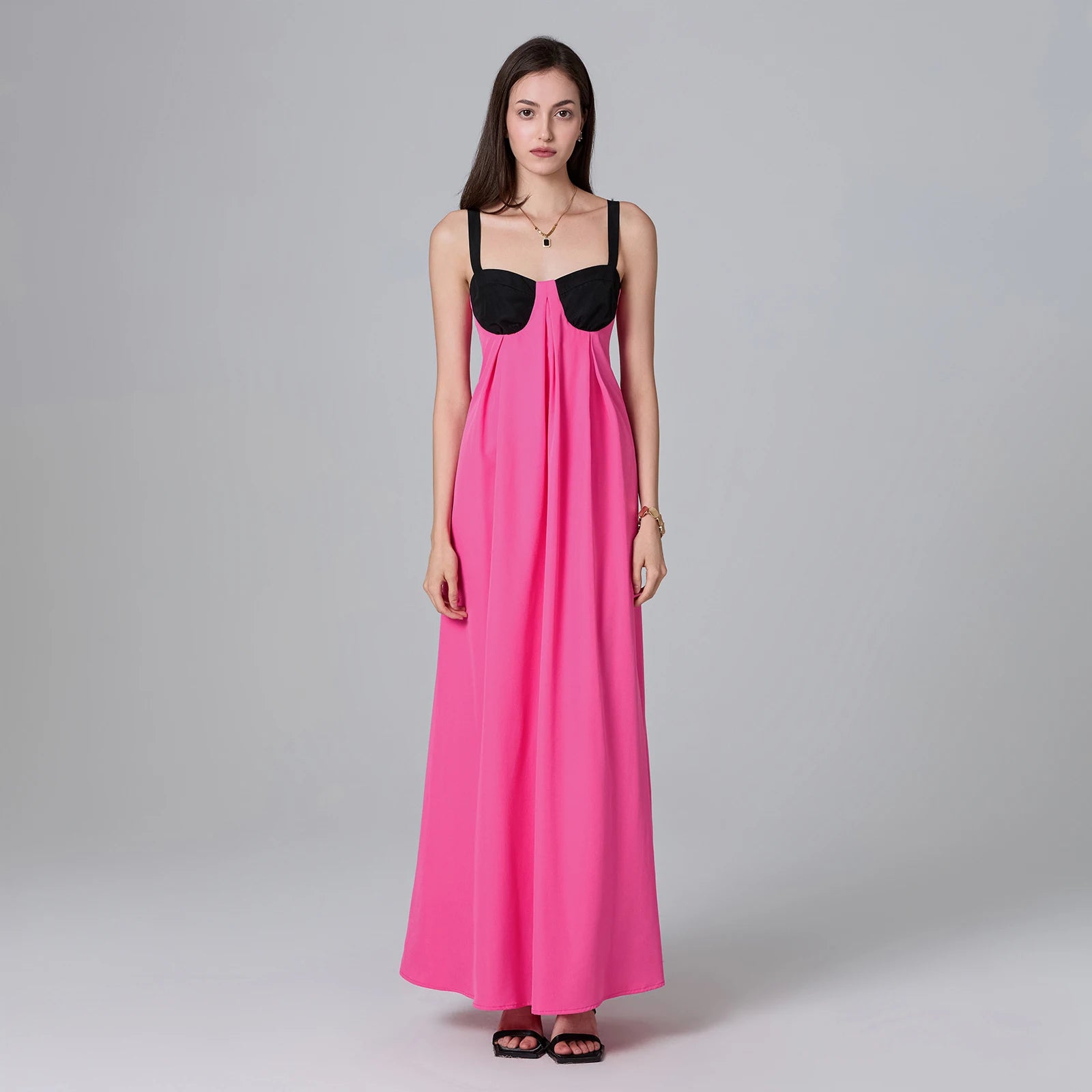 Robe longue fluide rose