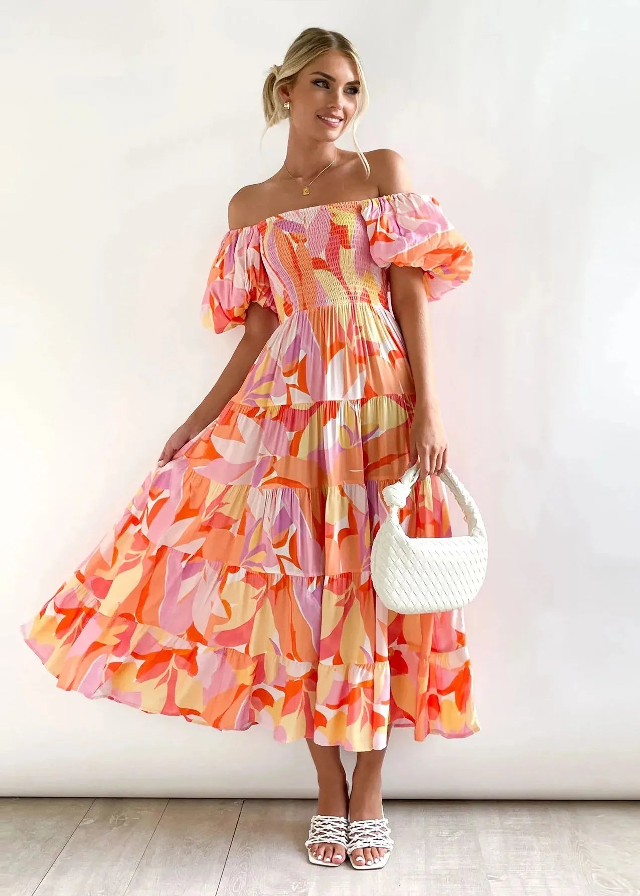 Robe longue manche bouffante