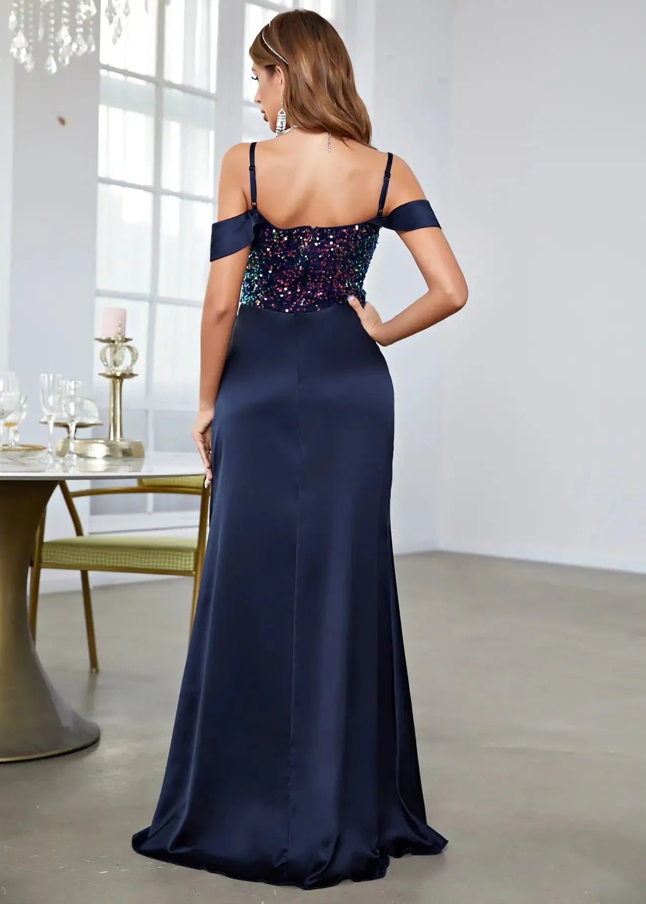 Robe gala bleu marine