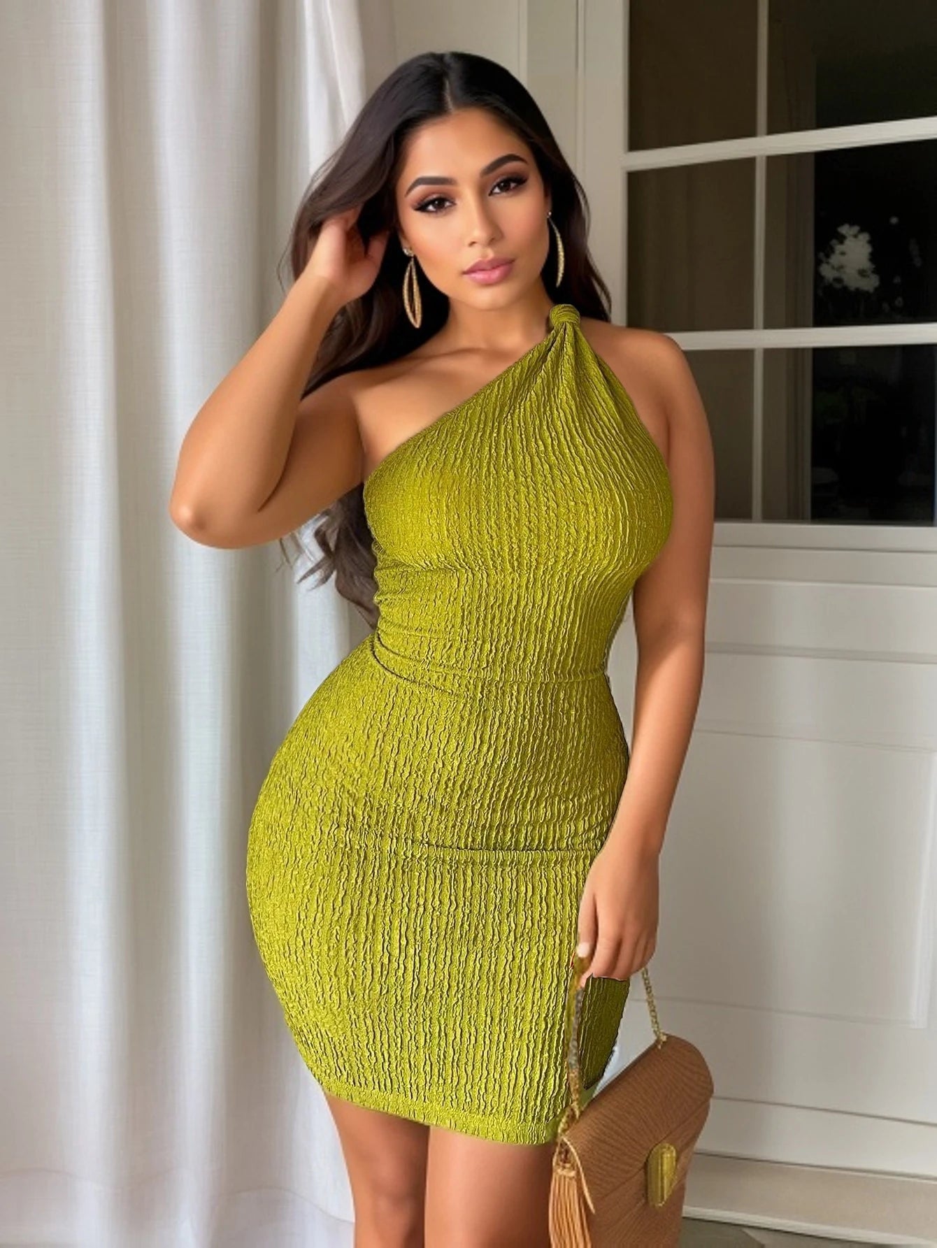 Robe courte vert anis