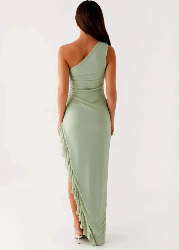Robe fendue verte