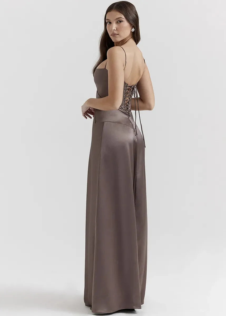 Robe longue taupe