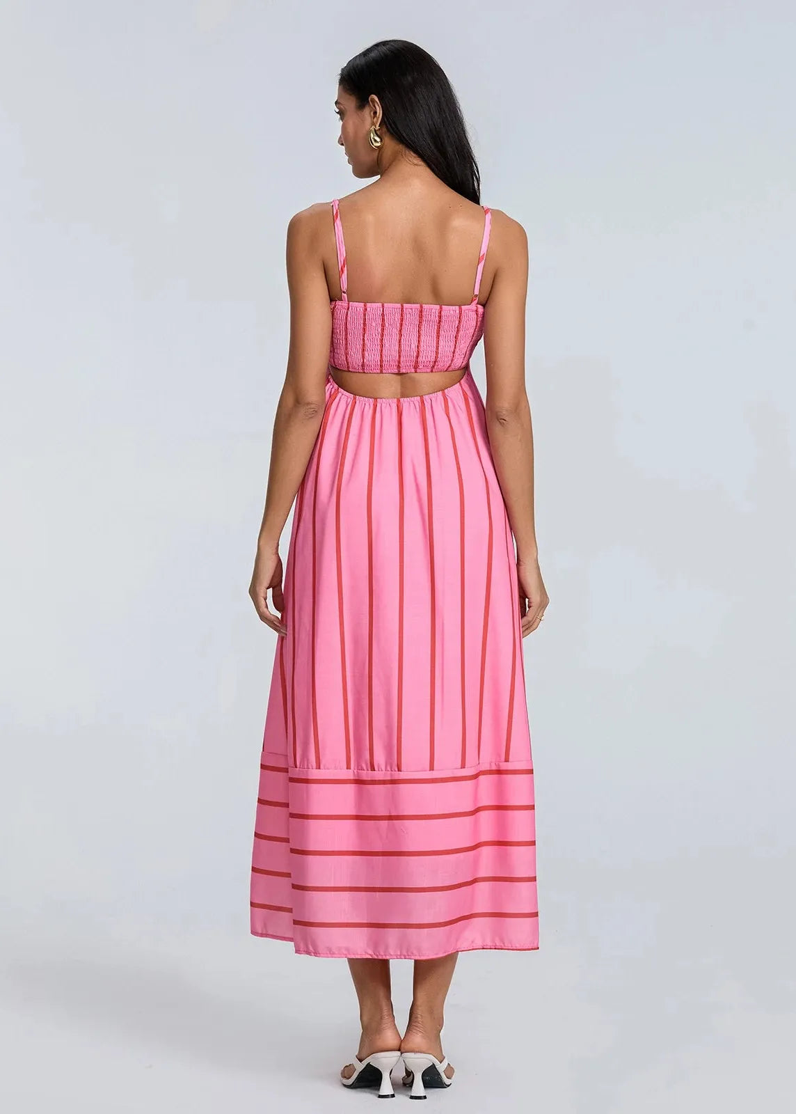 Robe rayée rose