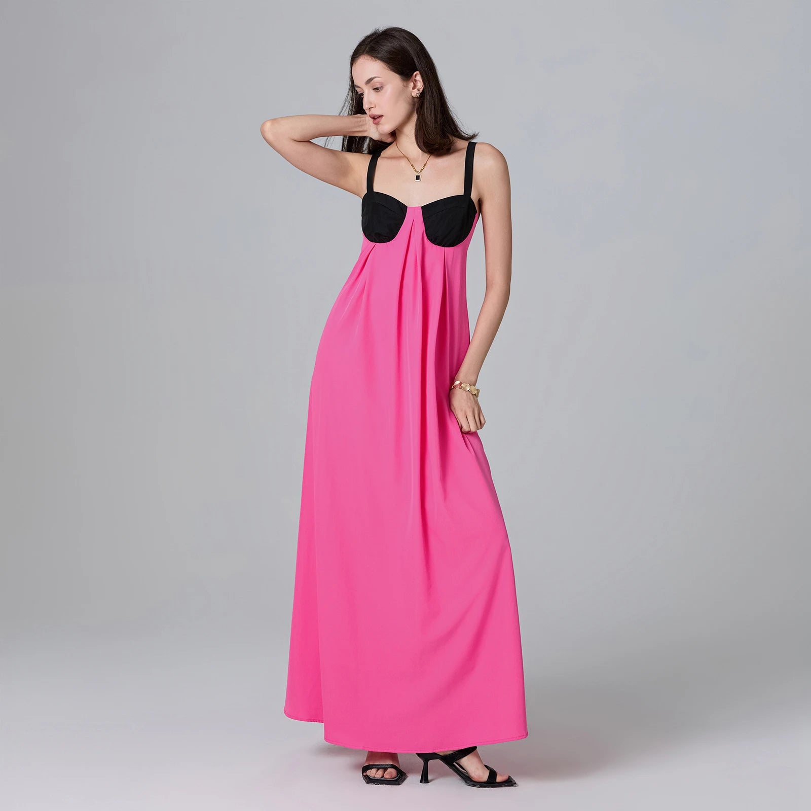 Robe longue fluide rose