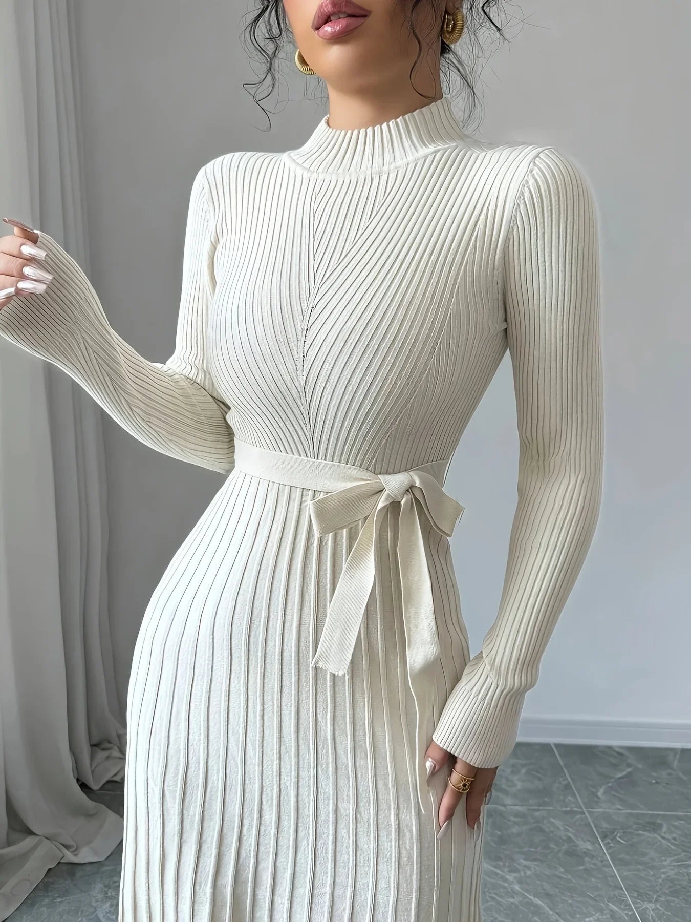 Robe plissée manche longue