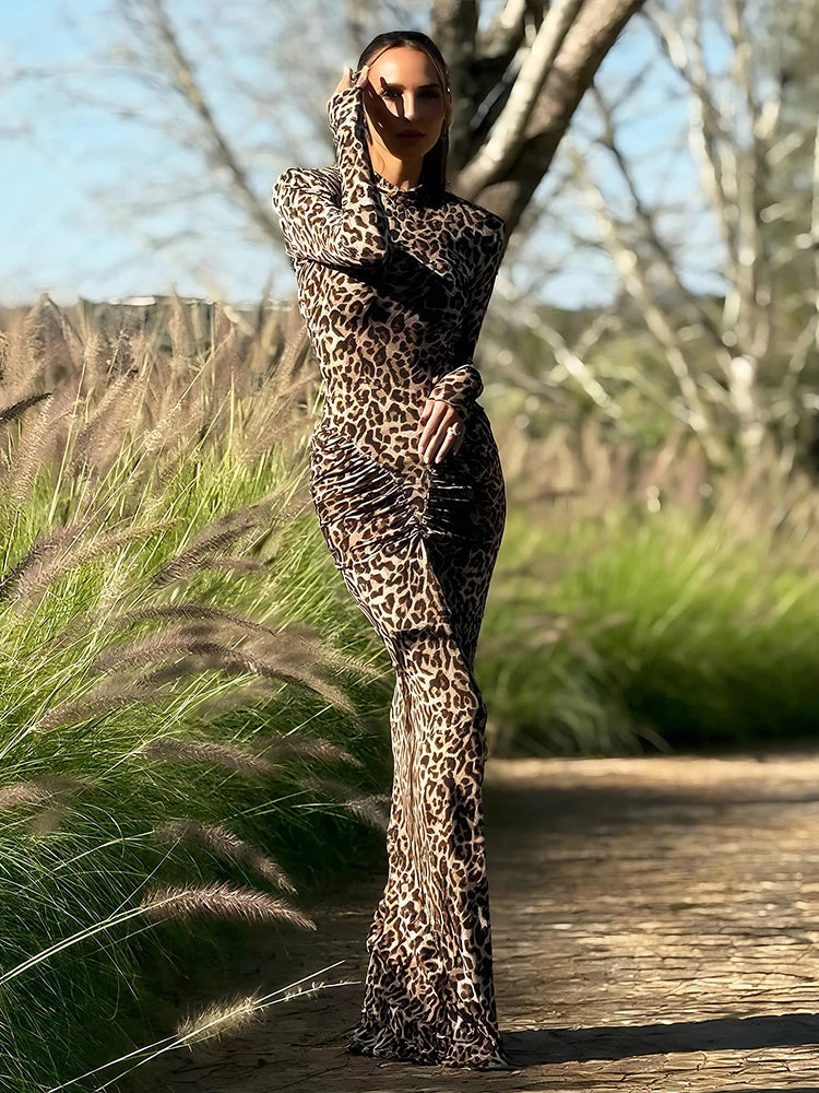 Robe longue imprimé léopard