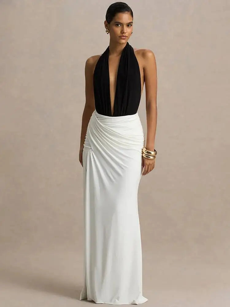 Robe de soirée blanche et noire