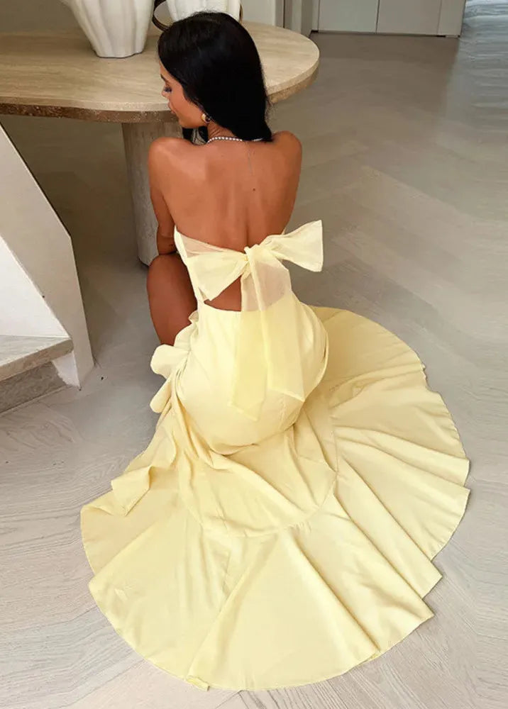 Robe demoiselle d'honneur jaune pastel