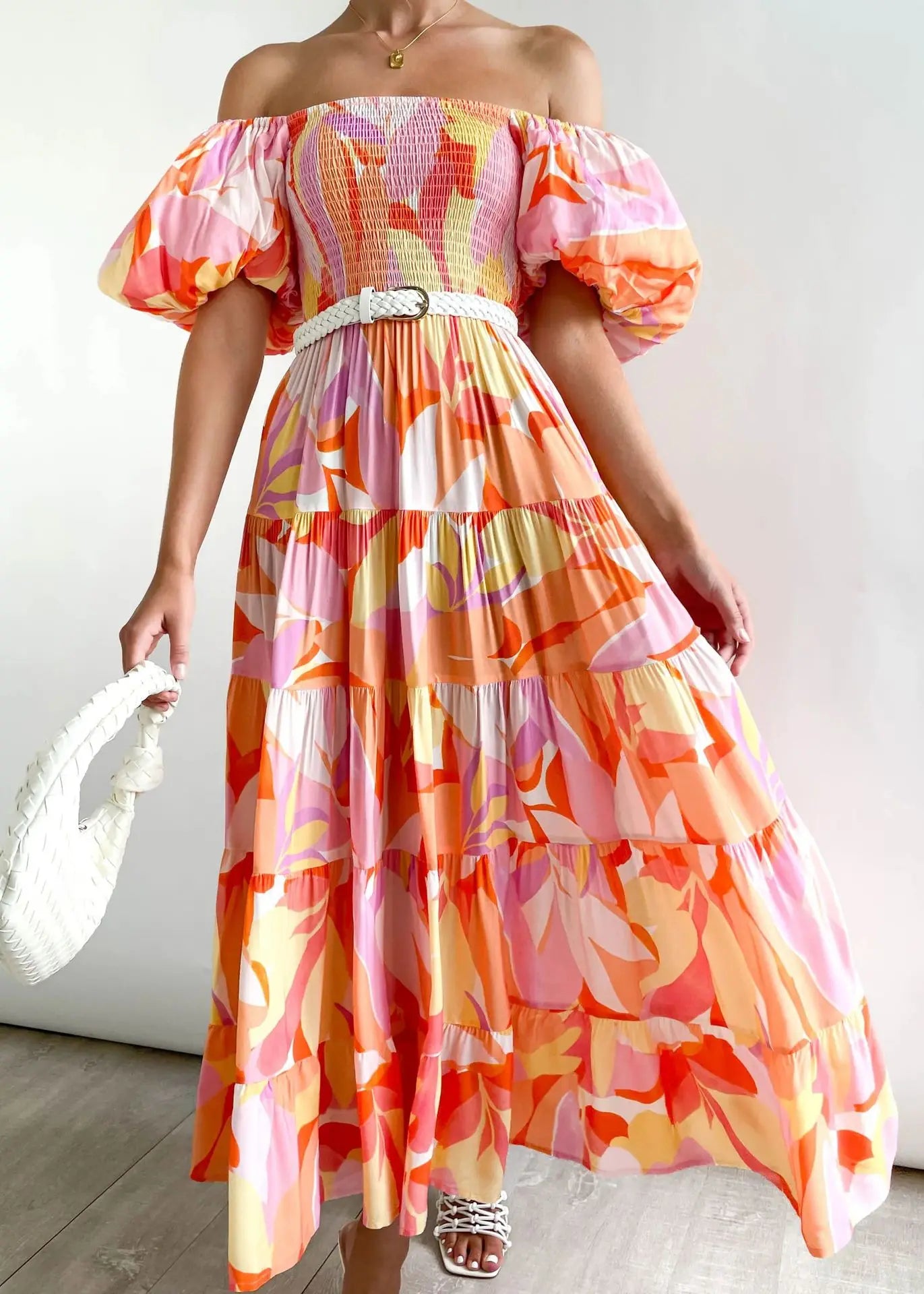 Robe longue manche bouffante