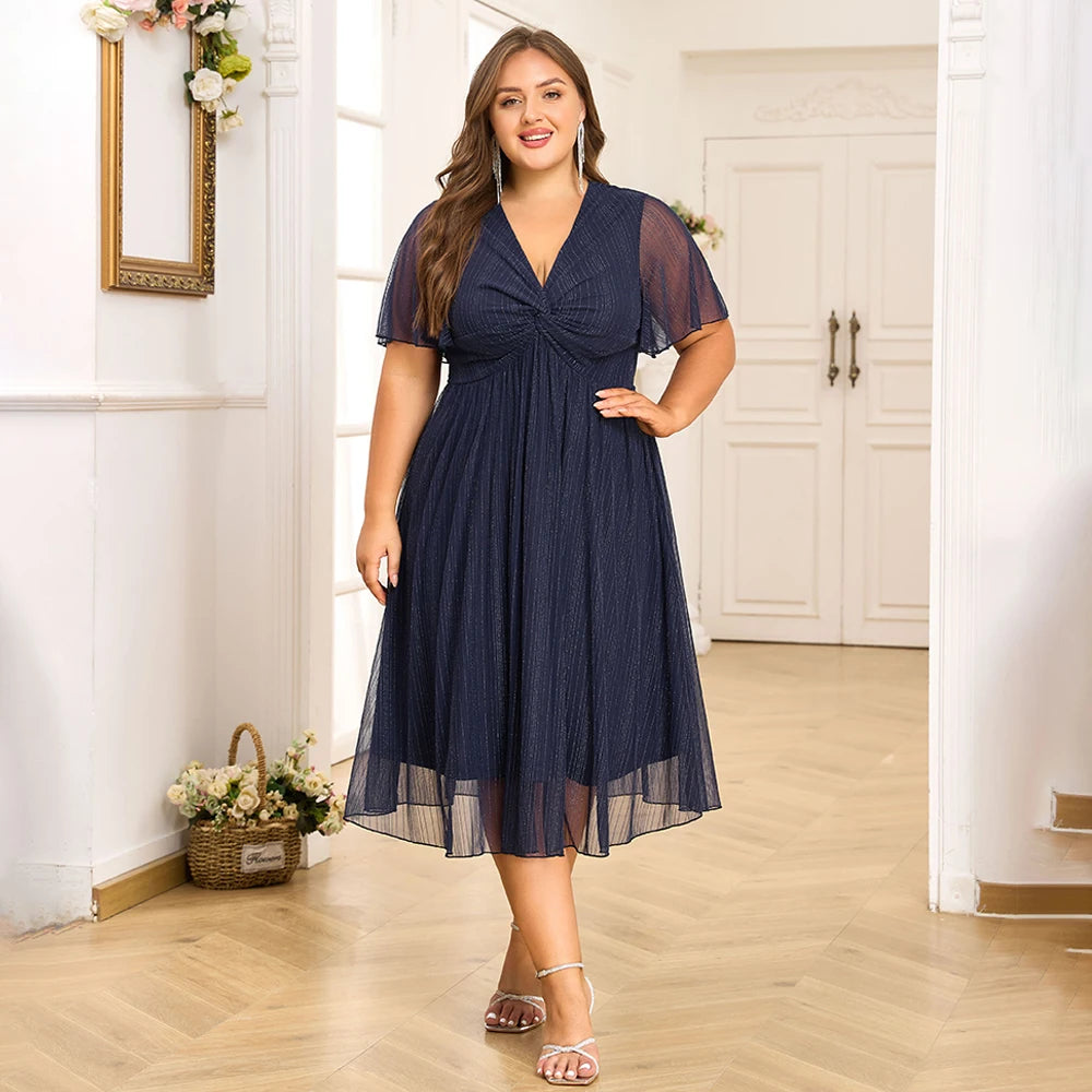 Robe bleu marine chic grande taille