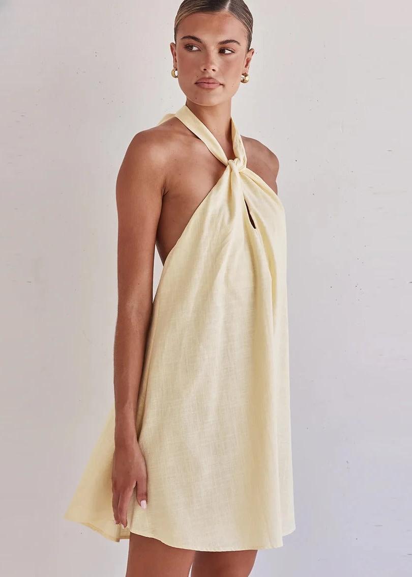 Robe droite jaune chic