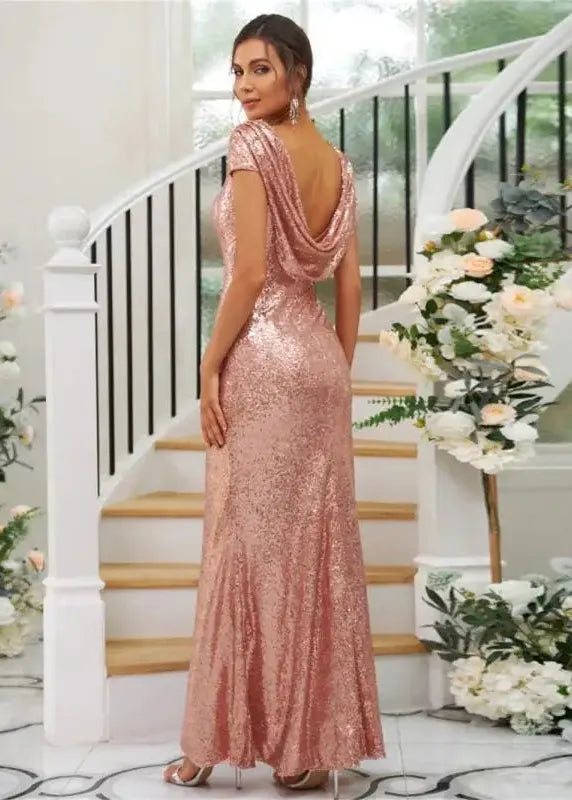 Robe cérémonie rose à paillettes