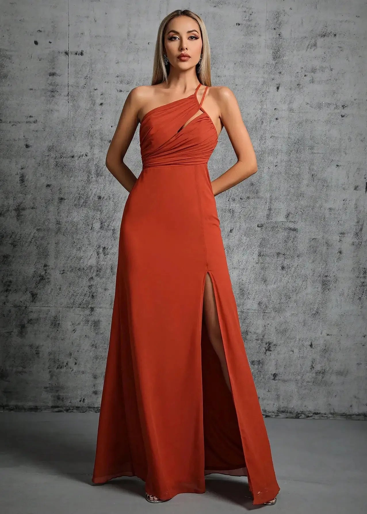 Robe demoiselle d honneur terracotta fendue