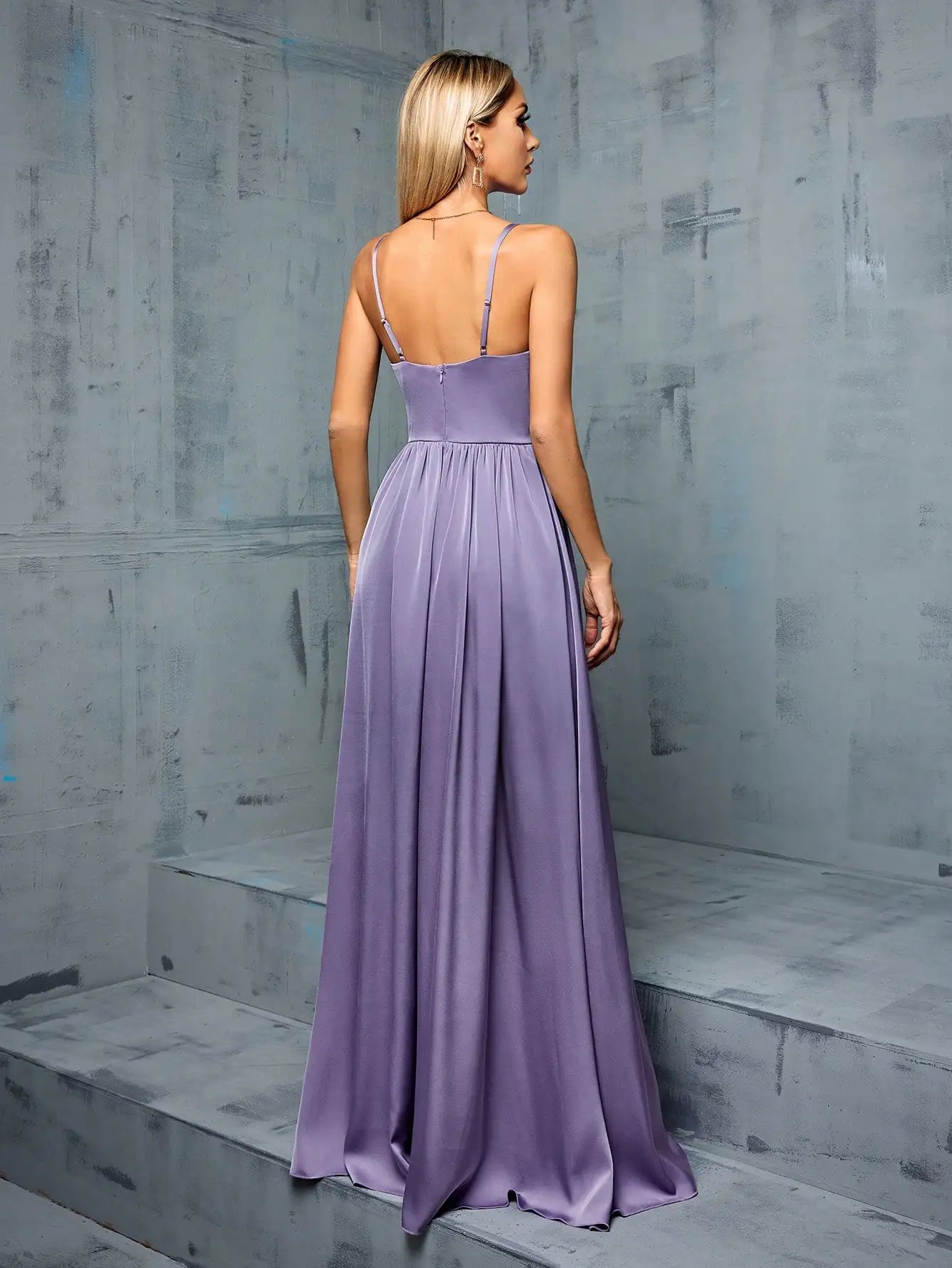 Robe satin fluide lilas
