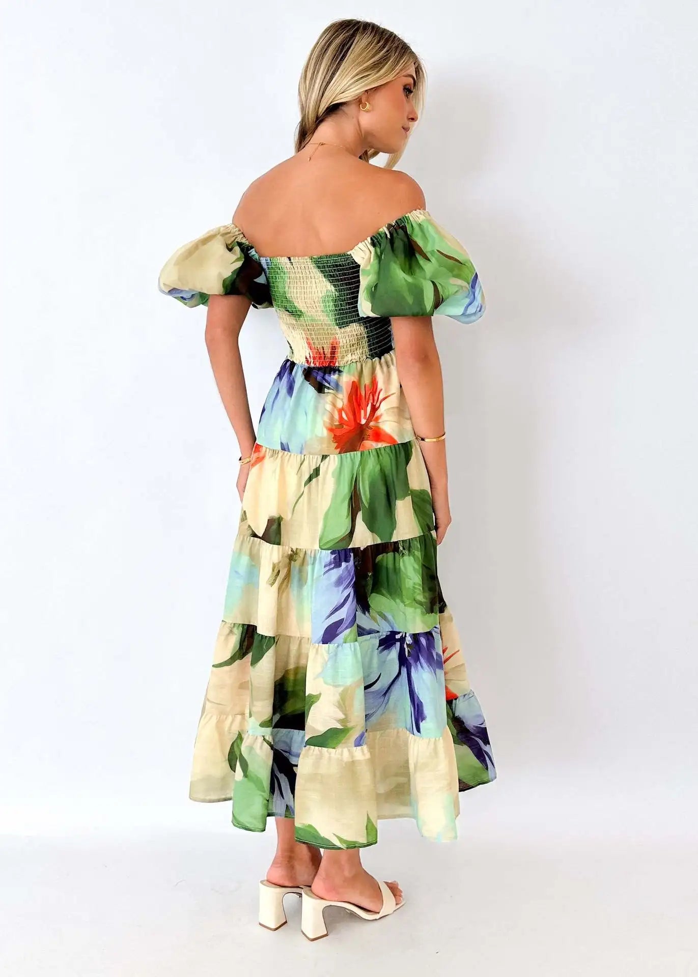 Robe fleurie manche bouffante