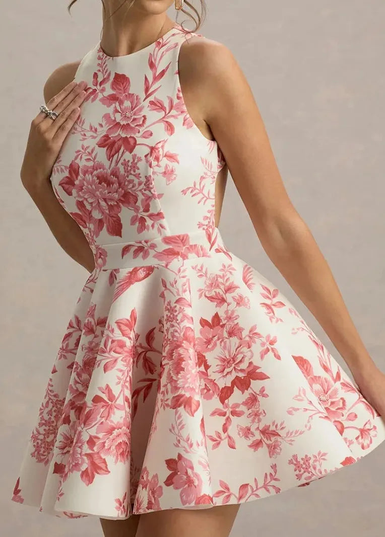 Robe patineuse fleurie courte