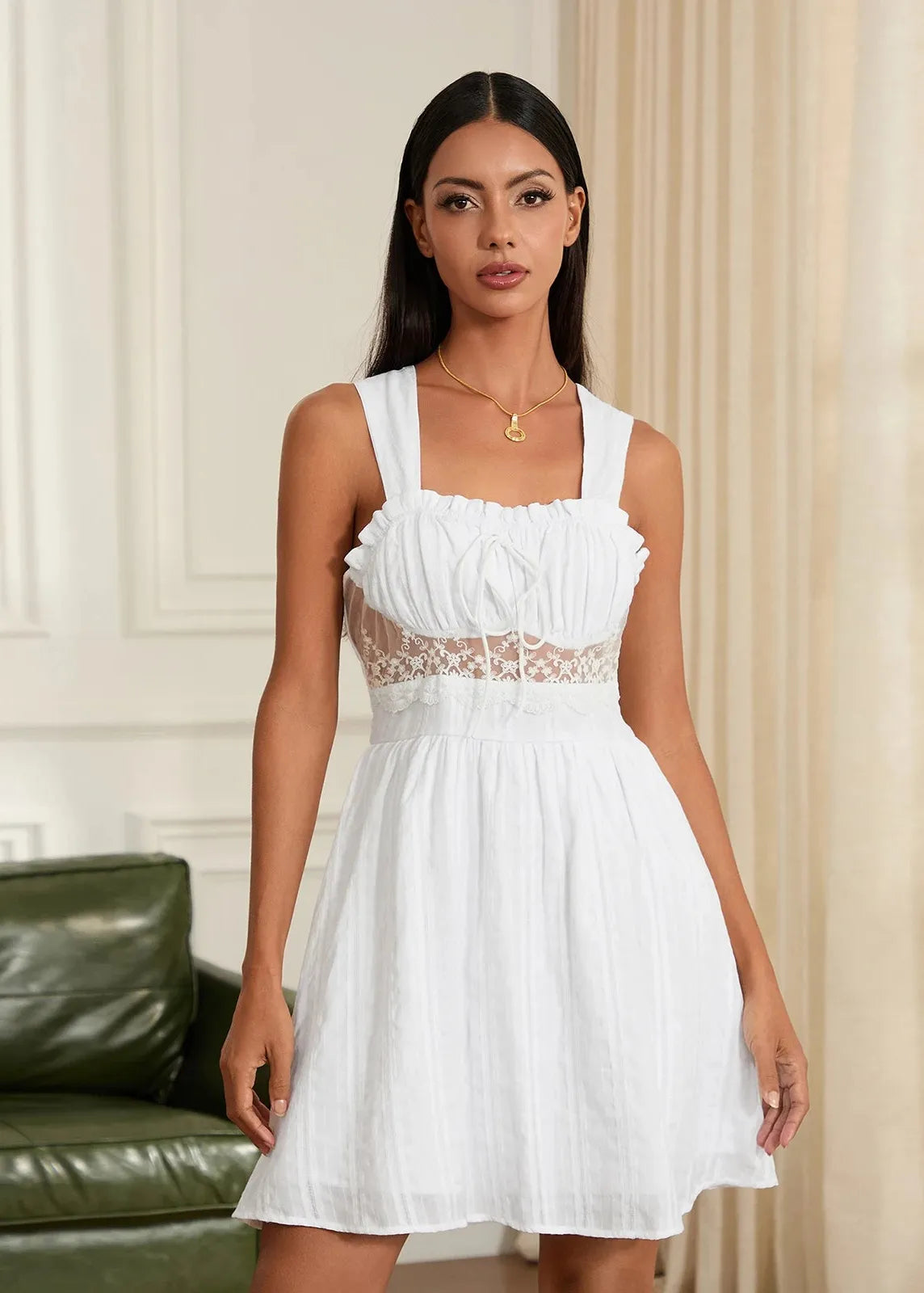 Robe blanche boheme courte