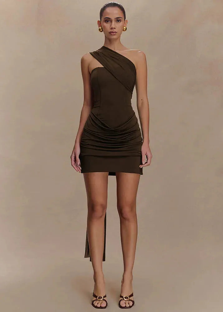 Robe courte marron chocolat