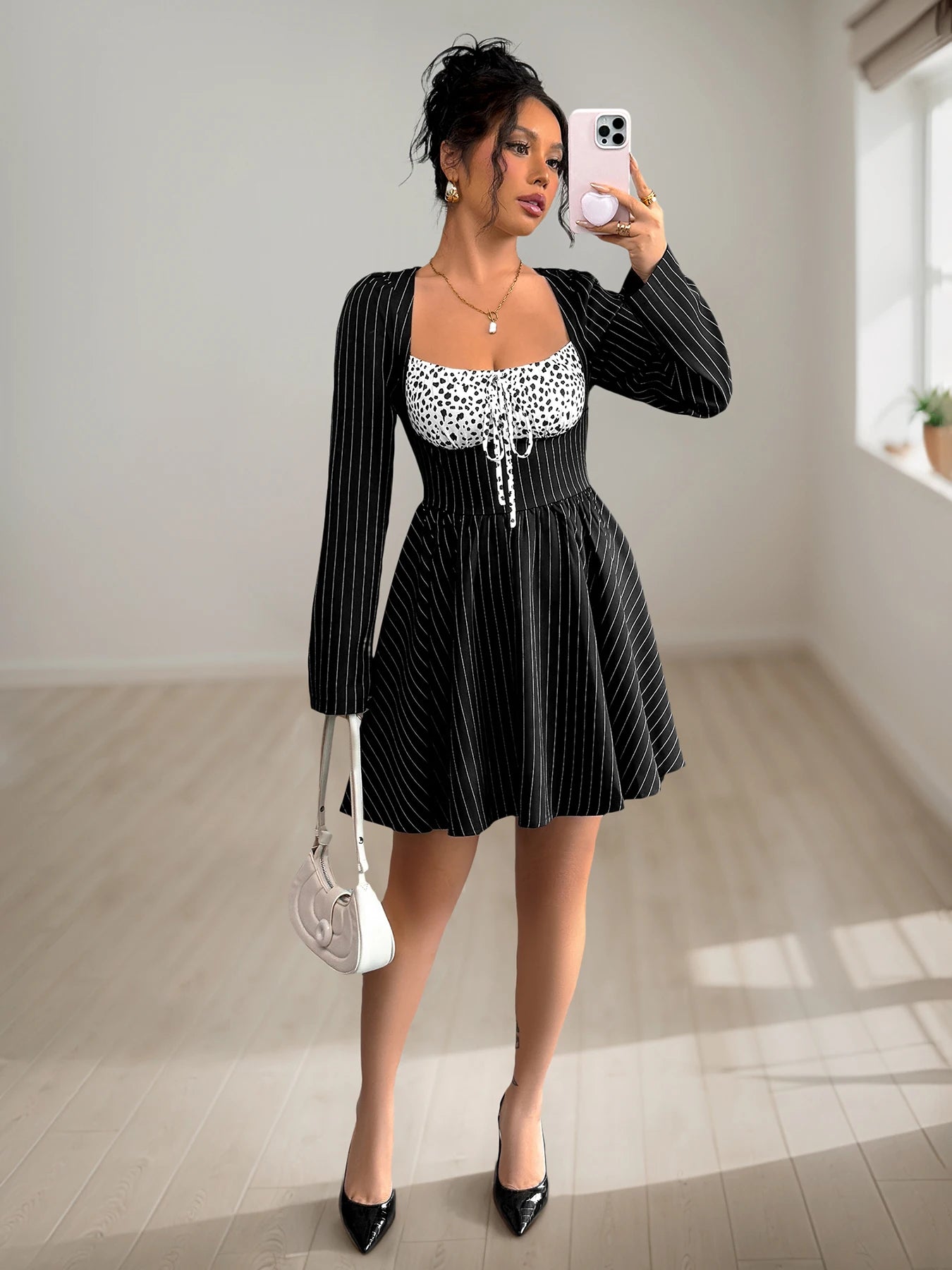 Robe patineuse rayée