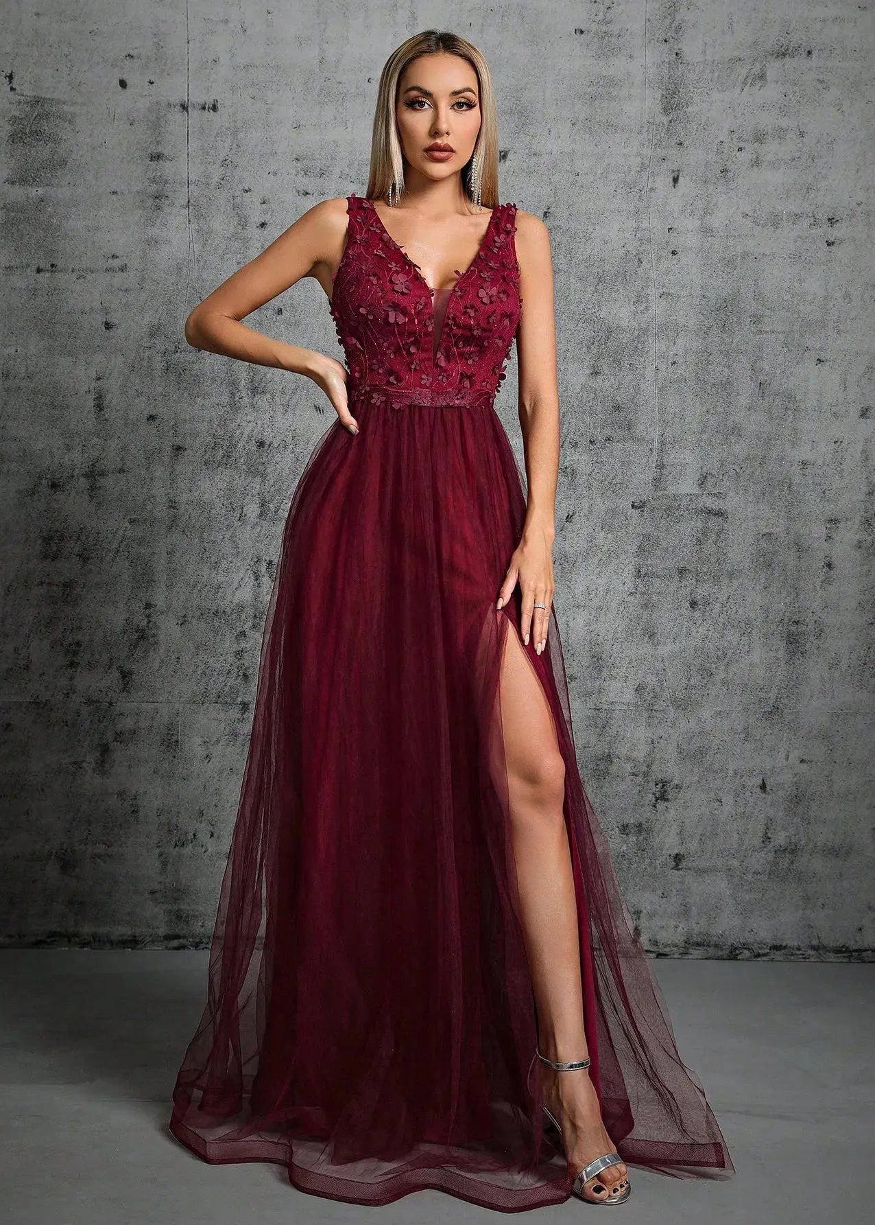 Robe de bal bordeaux tulle