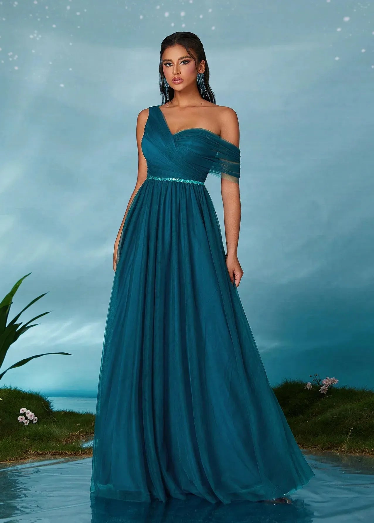 Robe de bal bleue tulle
