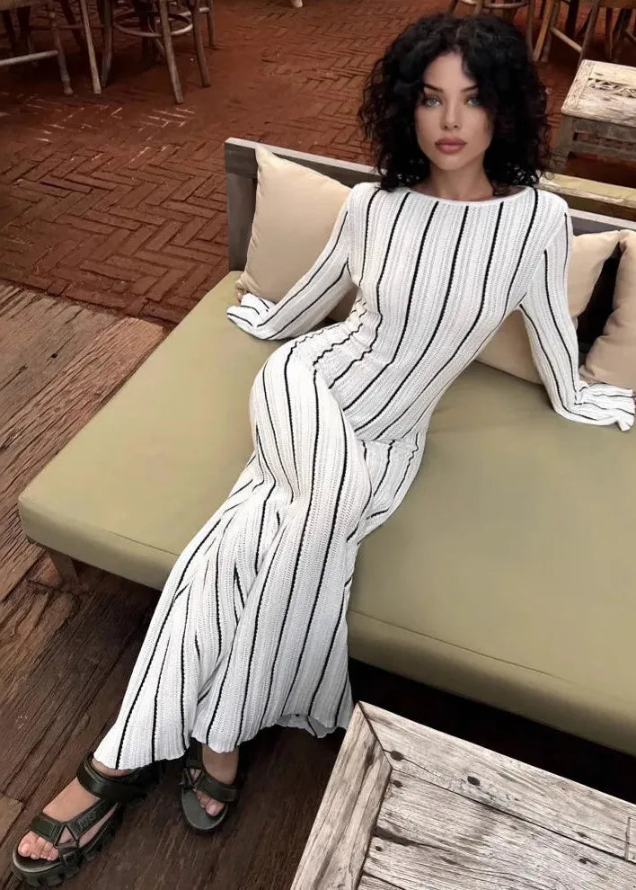 Robe maille rayée