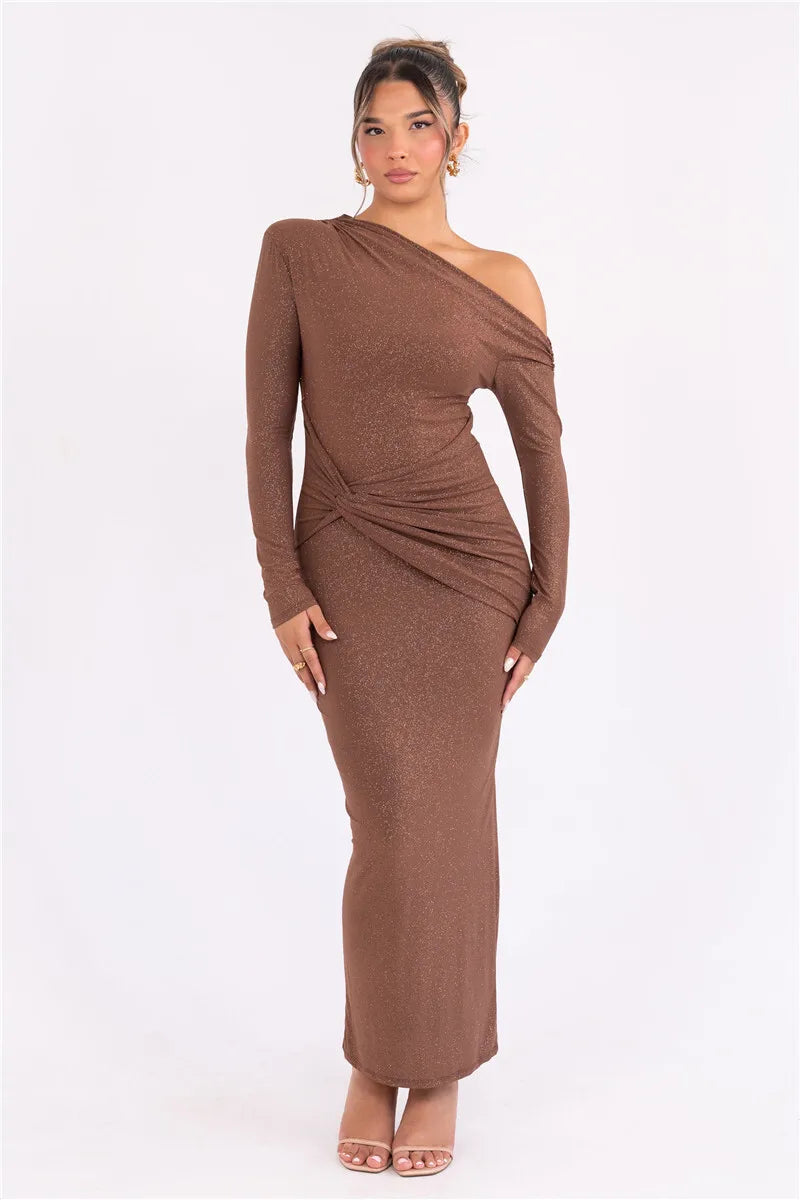 Robe marron paillette