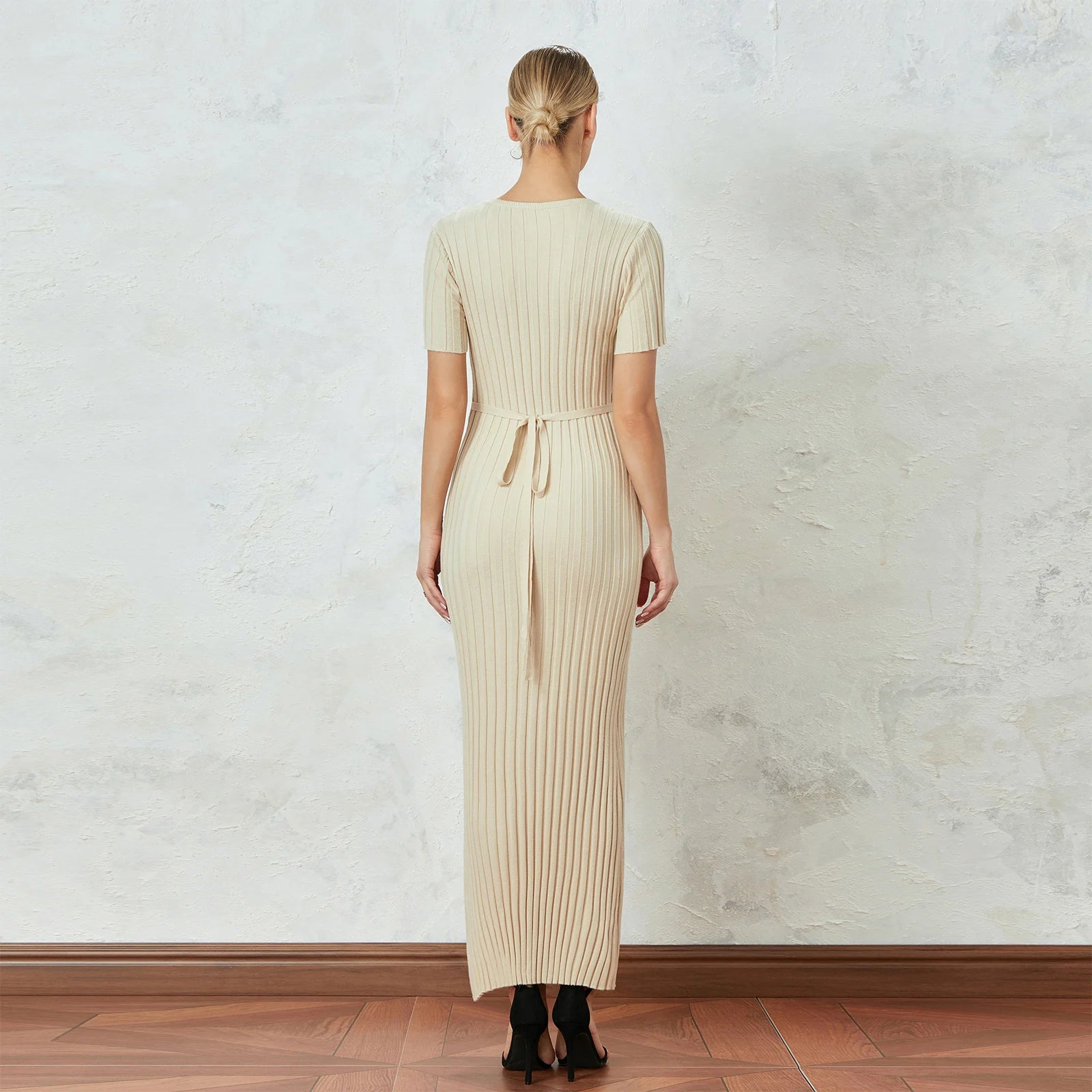 Robe longue beige
