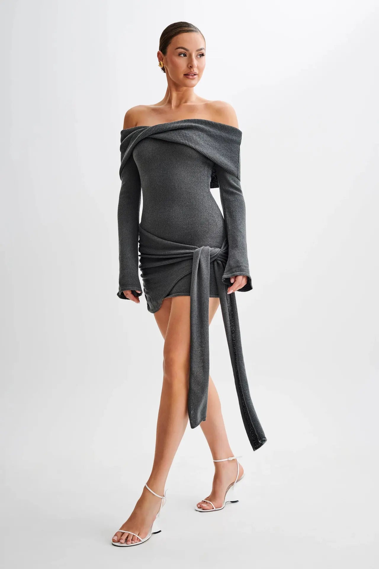 Robe maille courte grise