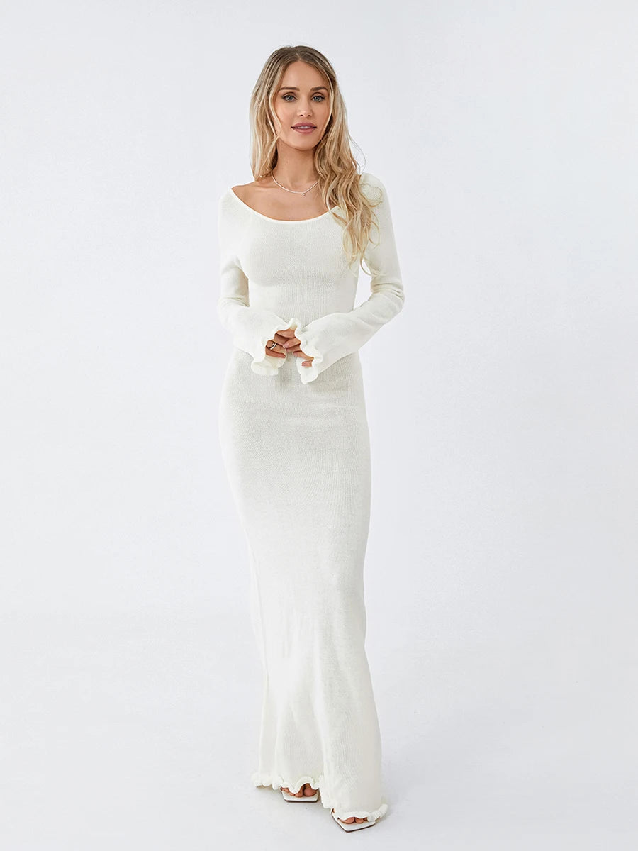 Robe longue maille blanche