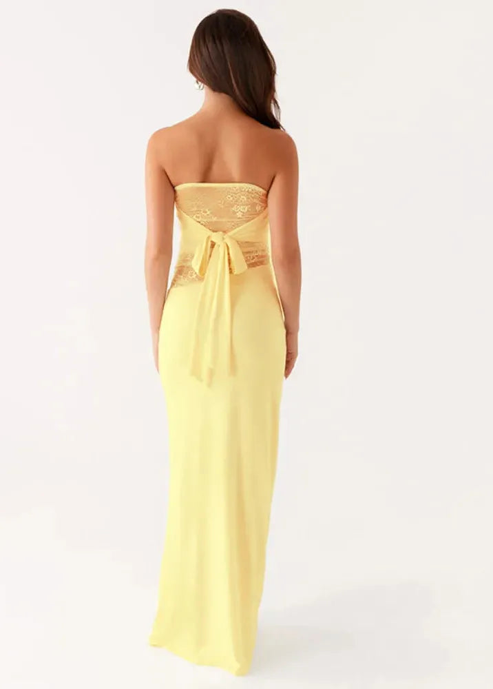 Robe de soirée jaune longue